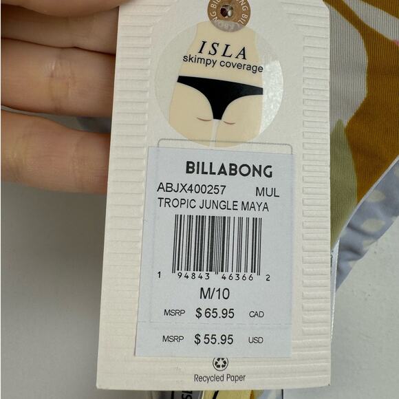 NWT Billabong Women's Tropic Jungle Maya Isla Skimpy Coverage Bikini Bottom M - Picture 7 of 12